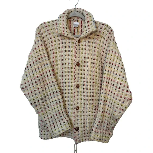 Las Americas 100% Wool Confetti Knit Button Cardigan Jacket Made in Ecuador - Picture 1 of 10